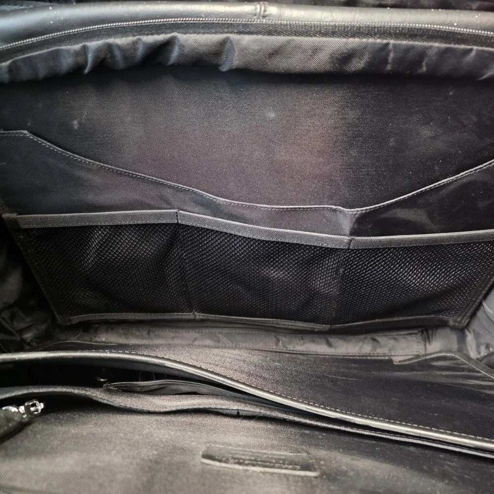 Zero Halliburton Canvas/Leather Laptop Briefcase Black Business‎ Bag **READ**